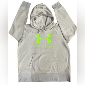 Under Armour Women’s Gray Neon Logo Hoodie Sweatshirt Size Large